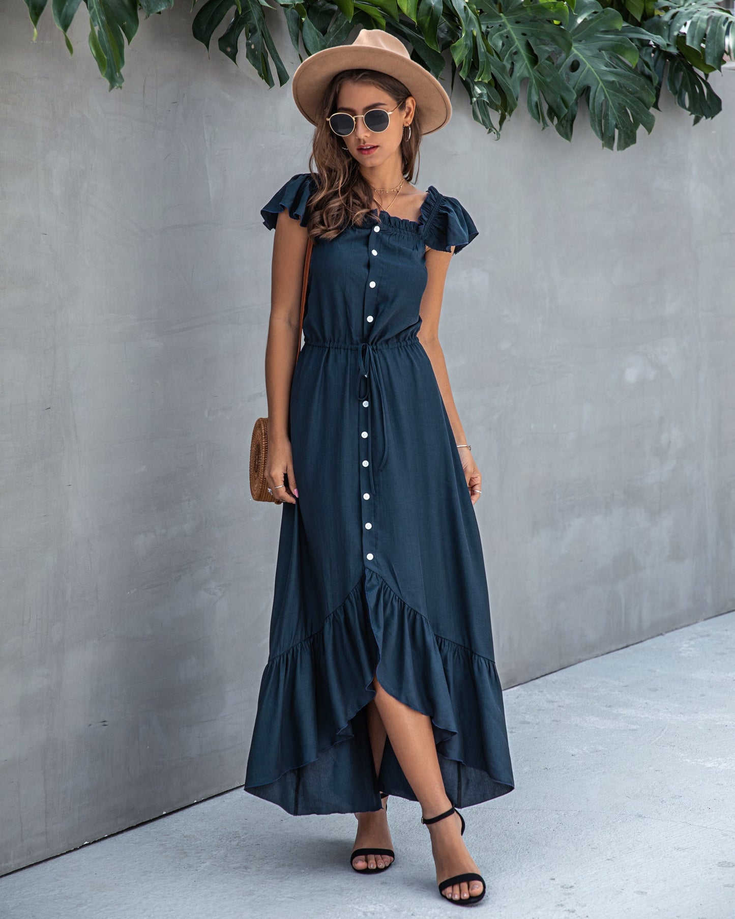 Long dress with buttons
