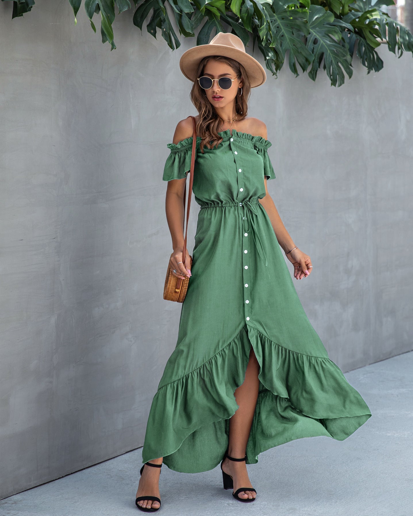Long dress with buttons