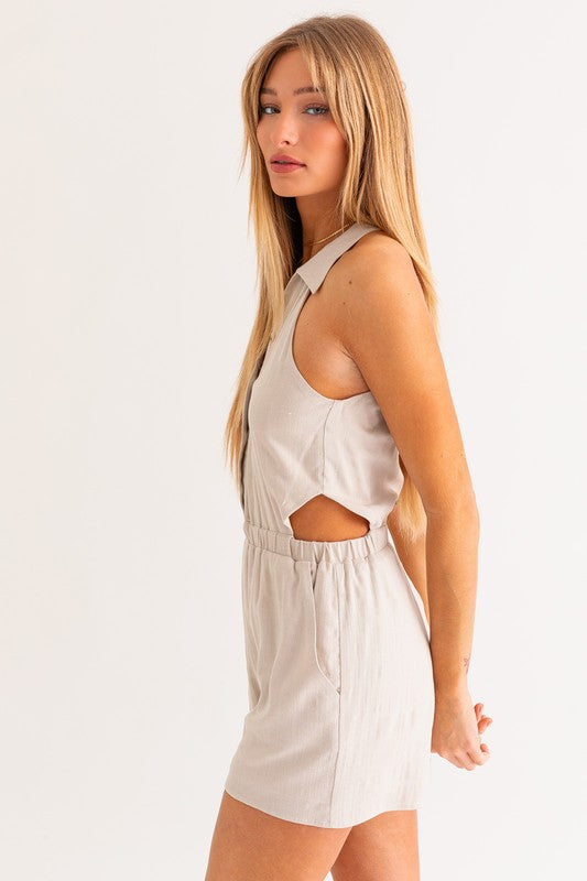 Collared Sleeveless Romper