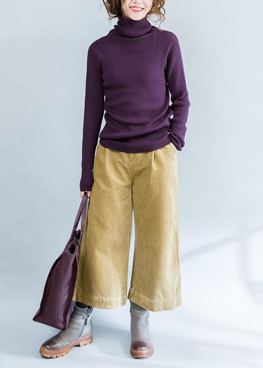 2024 fall purple casual cotton knit tops plus size fit sweater
