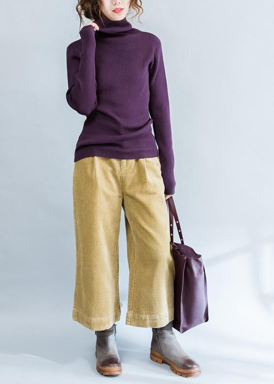 2024 fall purple casual cotton knit tops plus size fit sweater