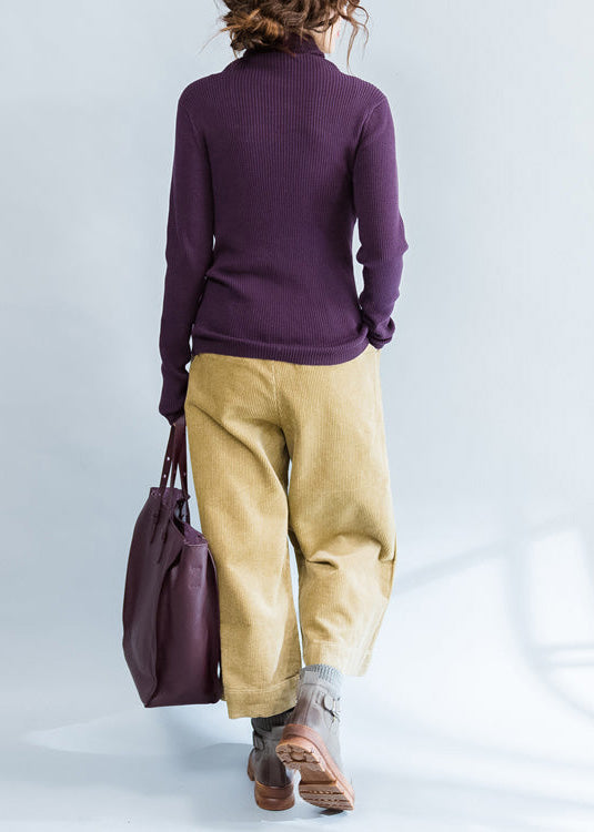 2024 fall purple casual cotton knit tops plus size fit sweater