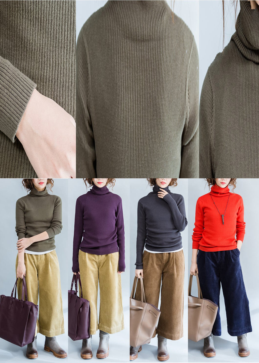 2024 fall purple casual cotton knit tops plus size fit sweater