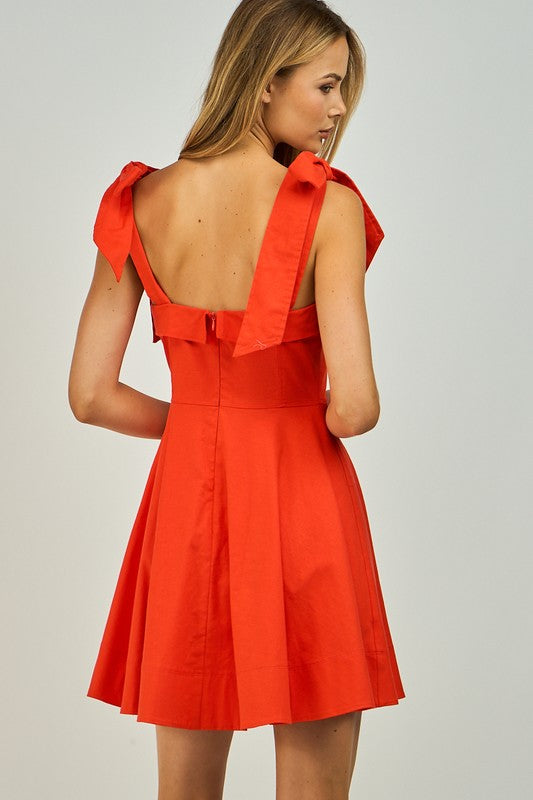 Jillian Sleeveless Shoulder Tie Mini Dress Red