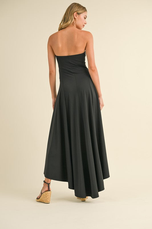 Waitlist 7/3 ♥ Sutton Sleeveless Stretch Linen High Low Maxi Dress Black