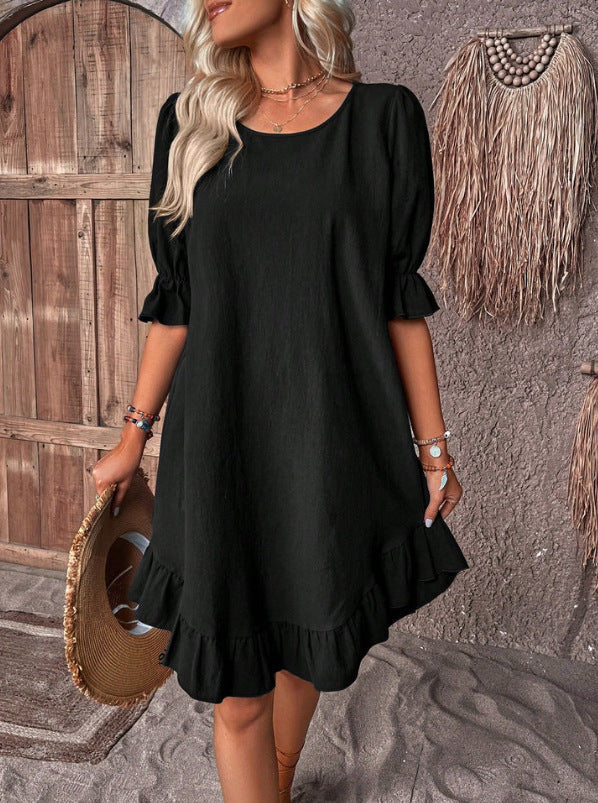 Ruffle Short-sleeved Dress