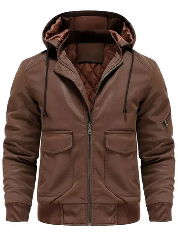 Seno - waterproof windproof PU winter jacket for men with hood