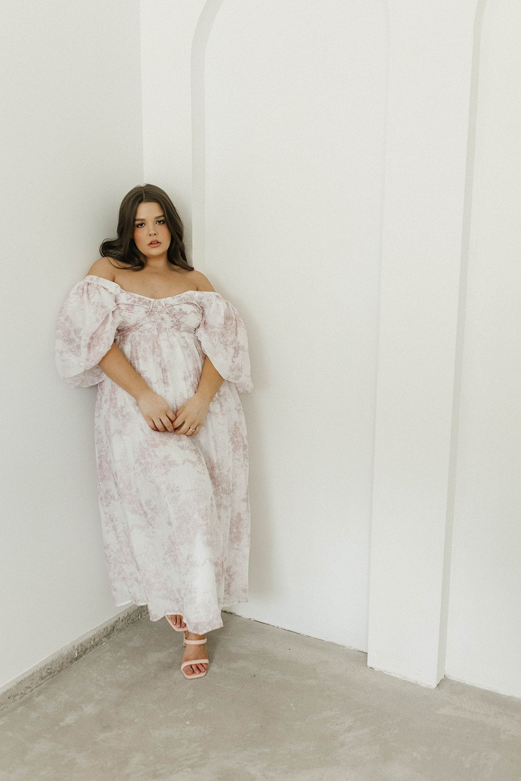 Harlow Midi Dress in Light Pink Floral - Bump Friendly & Inclusive Sizing (S-3XL)
