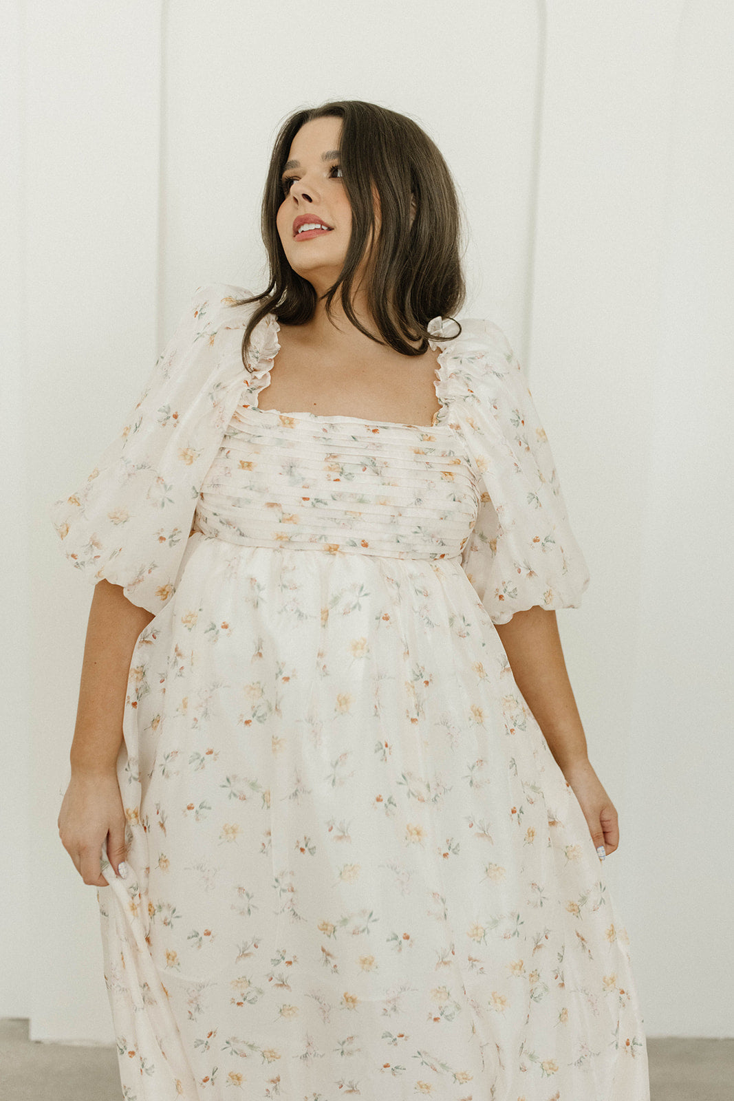 Melody Maxi Dress with Pleats and Bow Detail in Yellow Rose Floral - Bump Friendly & Inclusive Sizing (S-3XL)