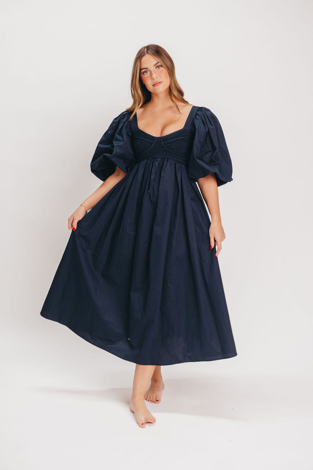 Harlow Maxi Dress in Navy - Bump Friendly