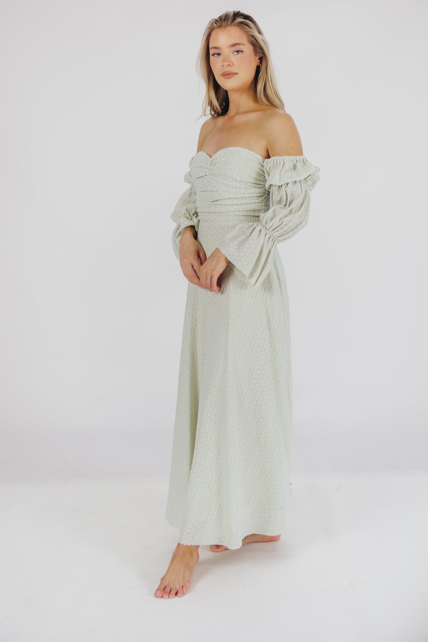 Corrine Tiered Sleeve Maxi Dress with Pockets in Mint - Bump Friendly & Inclusive Sizing (S-3XL)