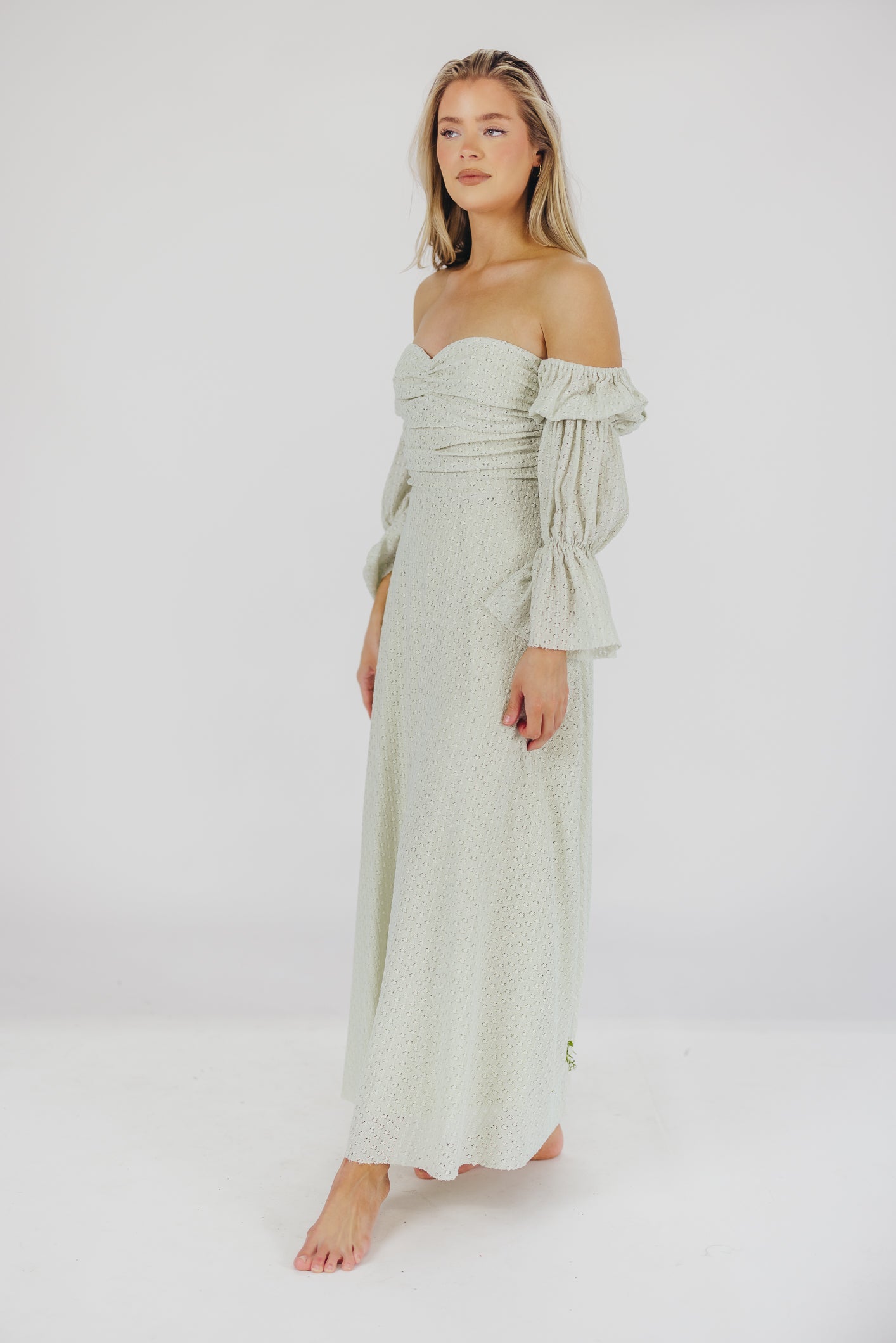 Corrine Tiered Sleeve Maxi Dress with Pockets in Mint - Bump Friendly & Inclusive Sizing (S-3XL)