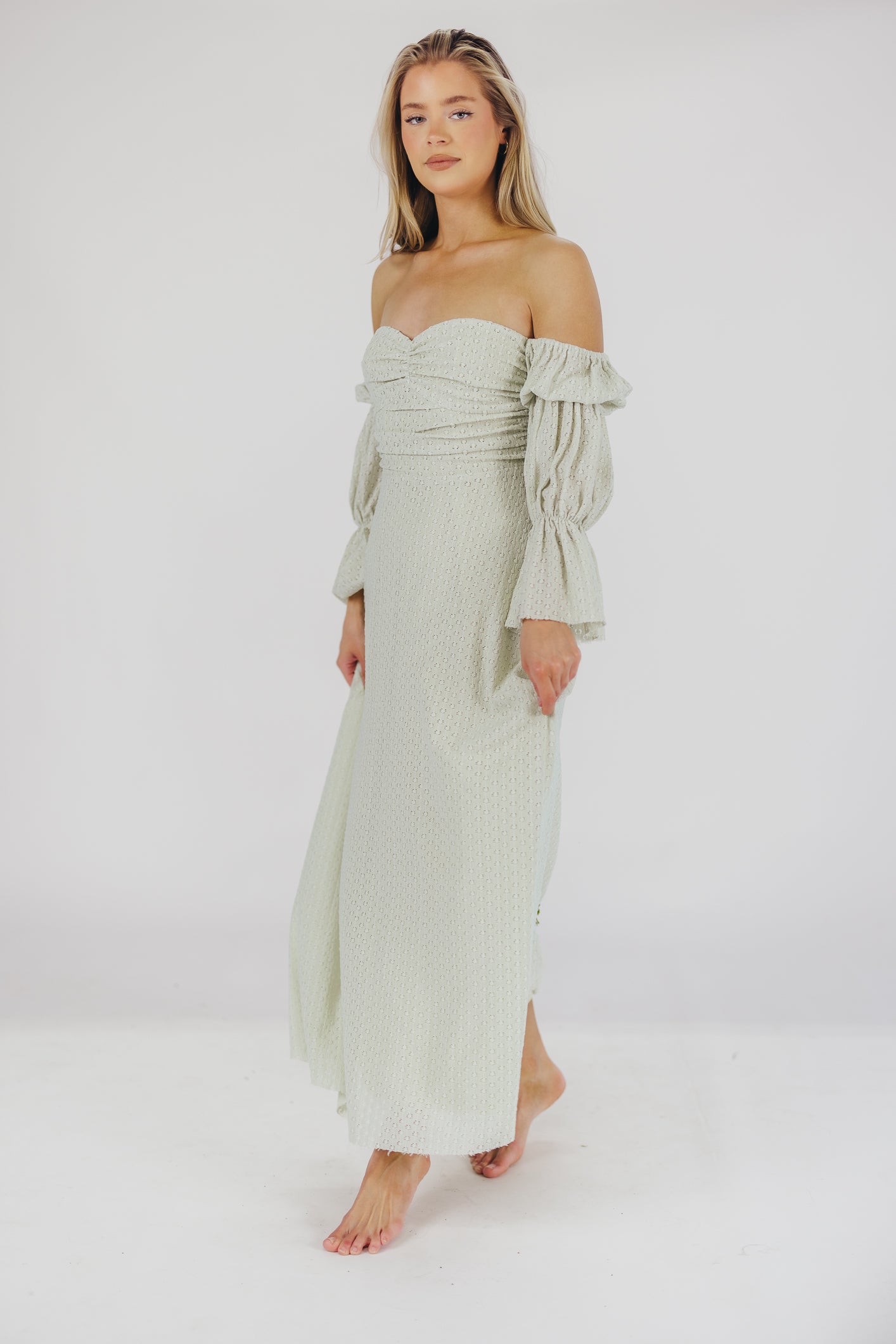 Corrine Tiered Sleeve Maxi Dress with Pockets in Mint - Bump Friendly & Inclusive Sizing (S-3XL)