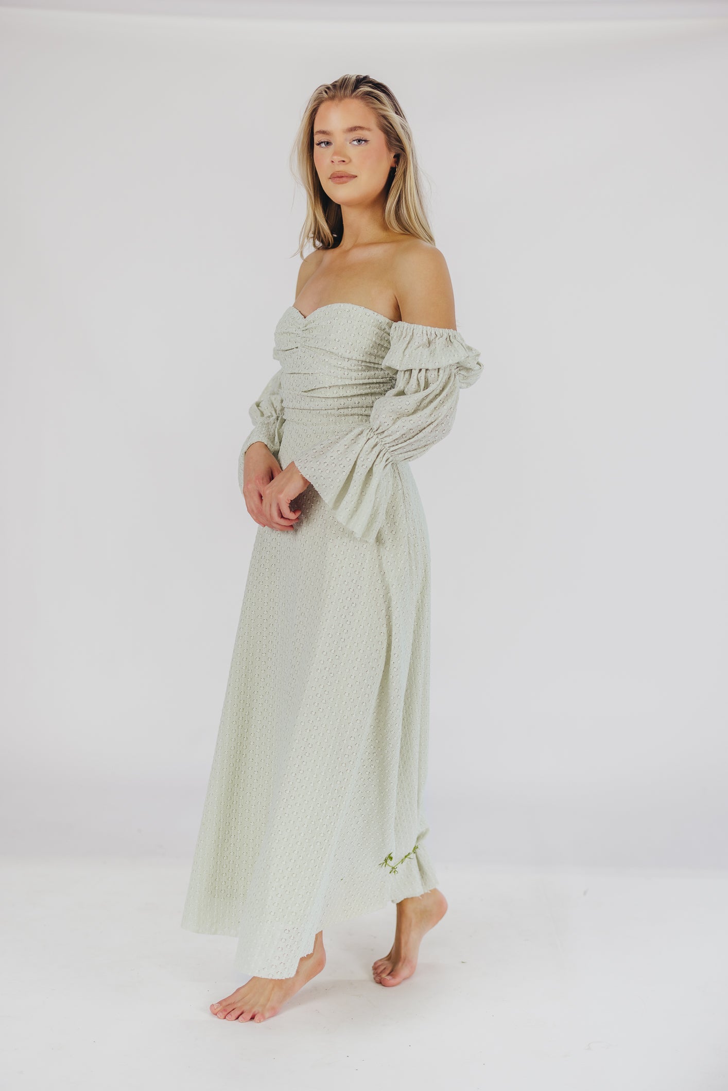 Corrine Tiered Sleeve Maxi Dress with Pockets in Mint - Bump Friendly & Inclusive Sizing (S-3XL)