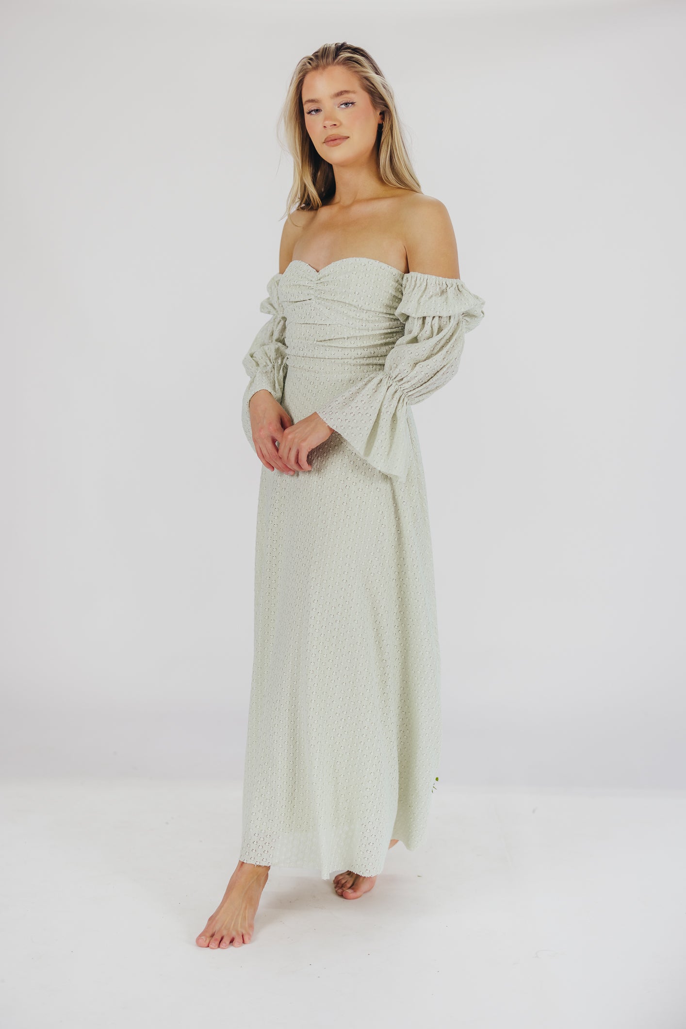 Corrine Tiered Sleeve Maxi Dress with Pockets in Mint - Bump Friendly & Inclusive Sizing (S-3XL)