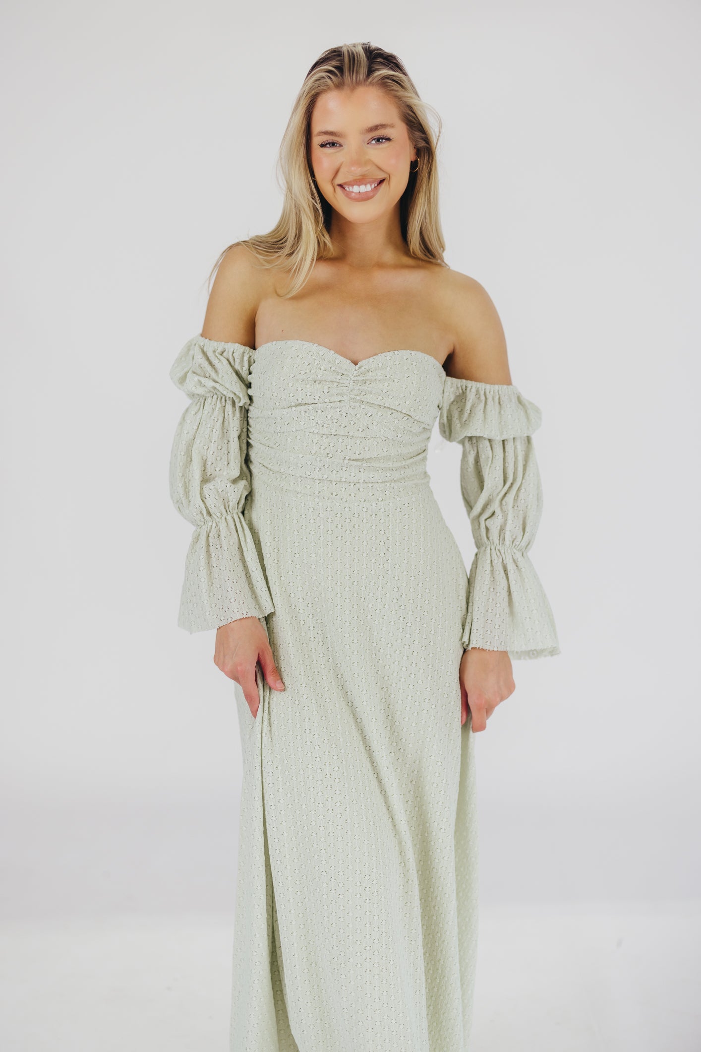 Corrine Tiered Sleeve Maxi Dress with Pockets in Mint - Bump Friendly & Inclusive Sizing (S-3XL)