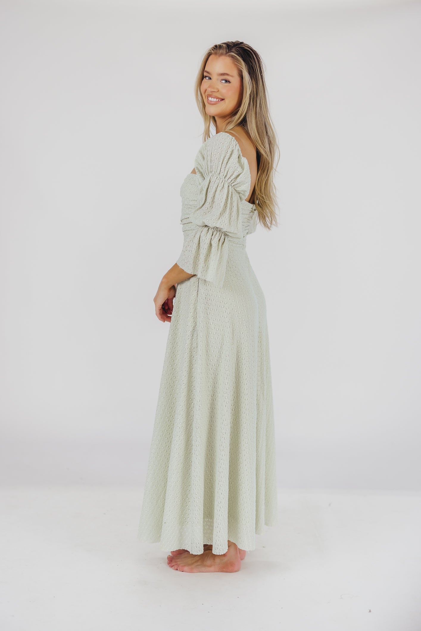Corrine Tiered Sleeve Maxi Dress with Pockets in Mint - Bump Friendly & Inclusive Sizing (S-3XL)