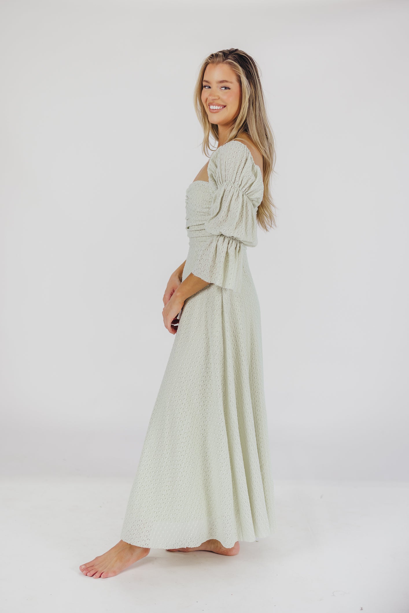 Corrine Tiered Sleeve Maxi Dress with Pockets in Mint - Bump Friendly & Inclusive Sizing (S-3XL)