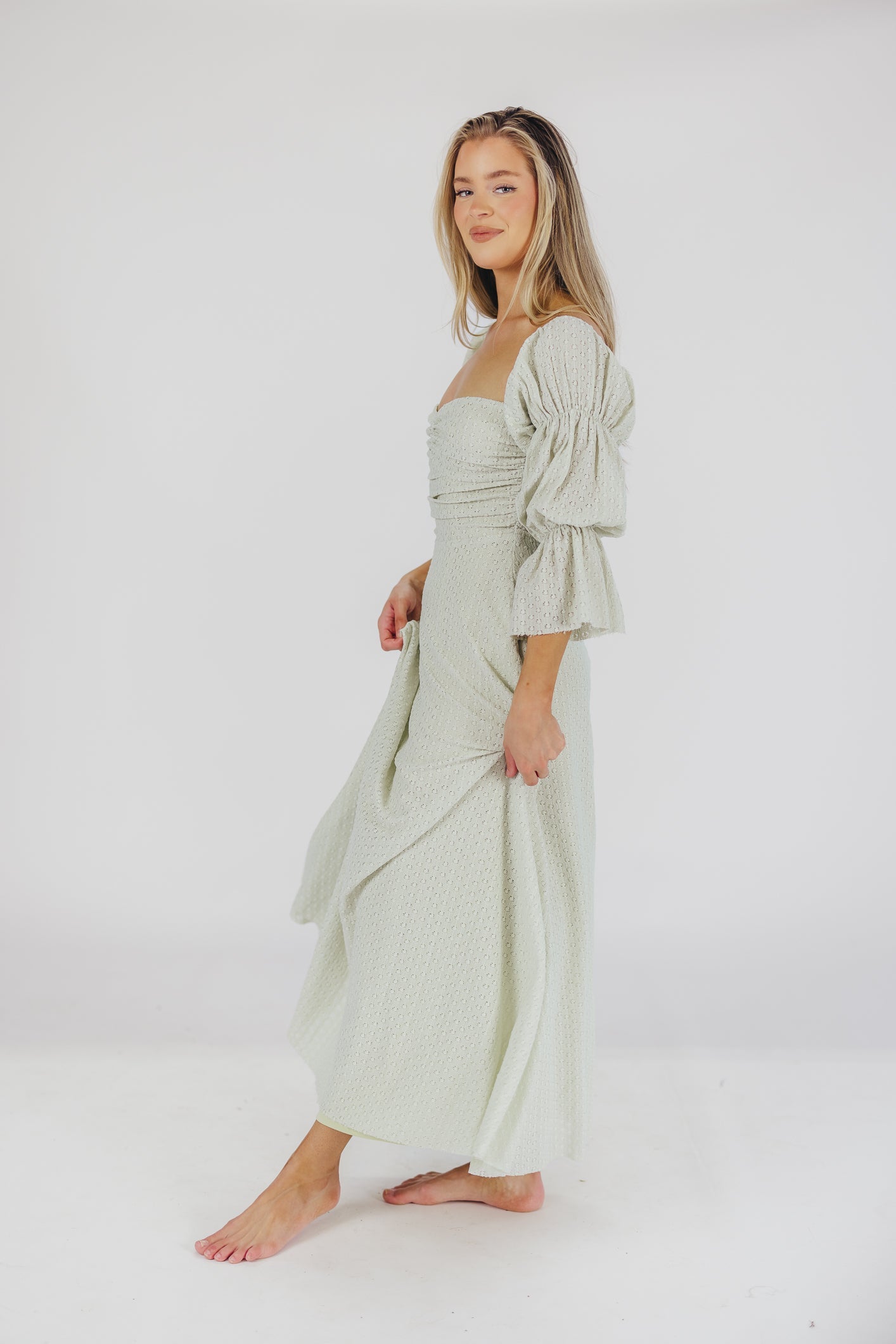 Corrine Tiered Sleeve Maxi Dress with Pockets in Mint - Bump Friendly & Inclusive Sizing (S-3XL)