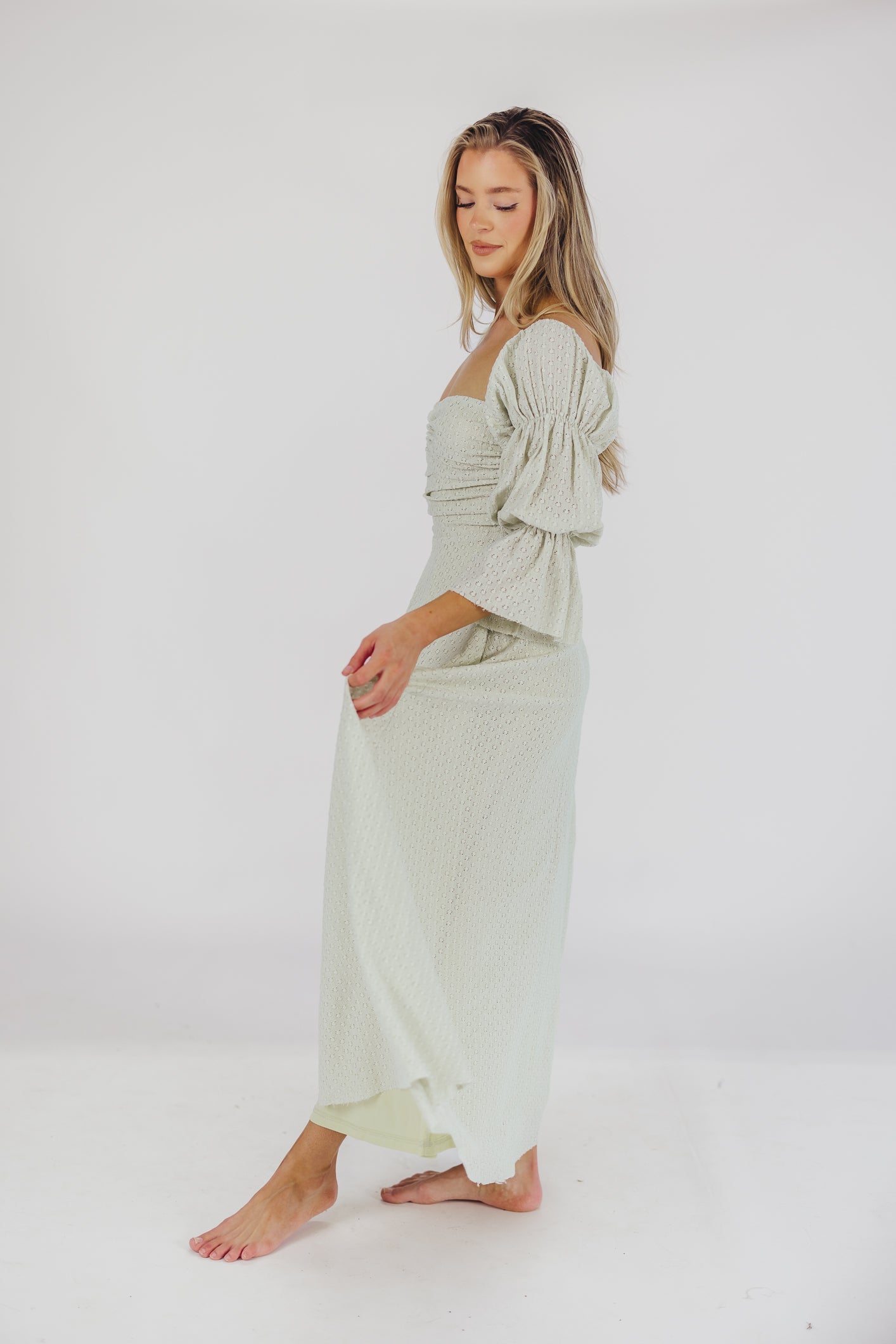 Corrine Tiered Sleeve Maxi Dress with Pockets in Mint - Bump Friendly & Inclusive Sizing (S-3XL)