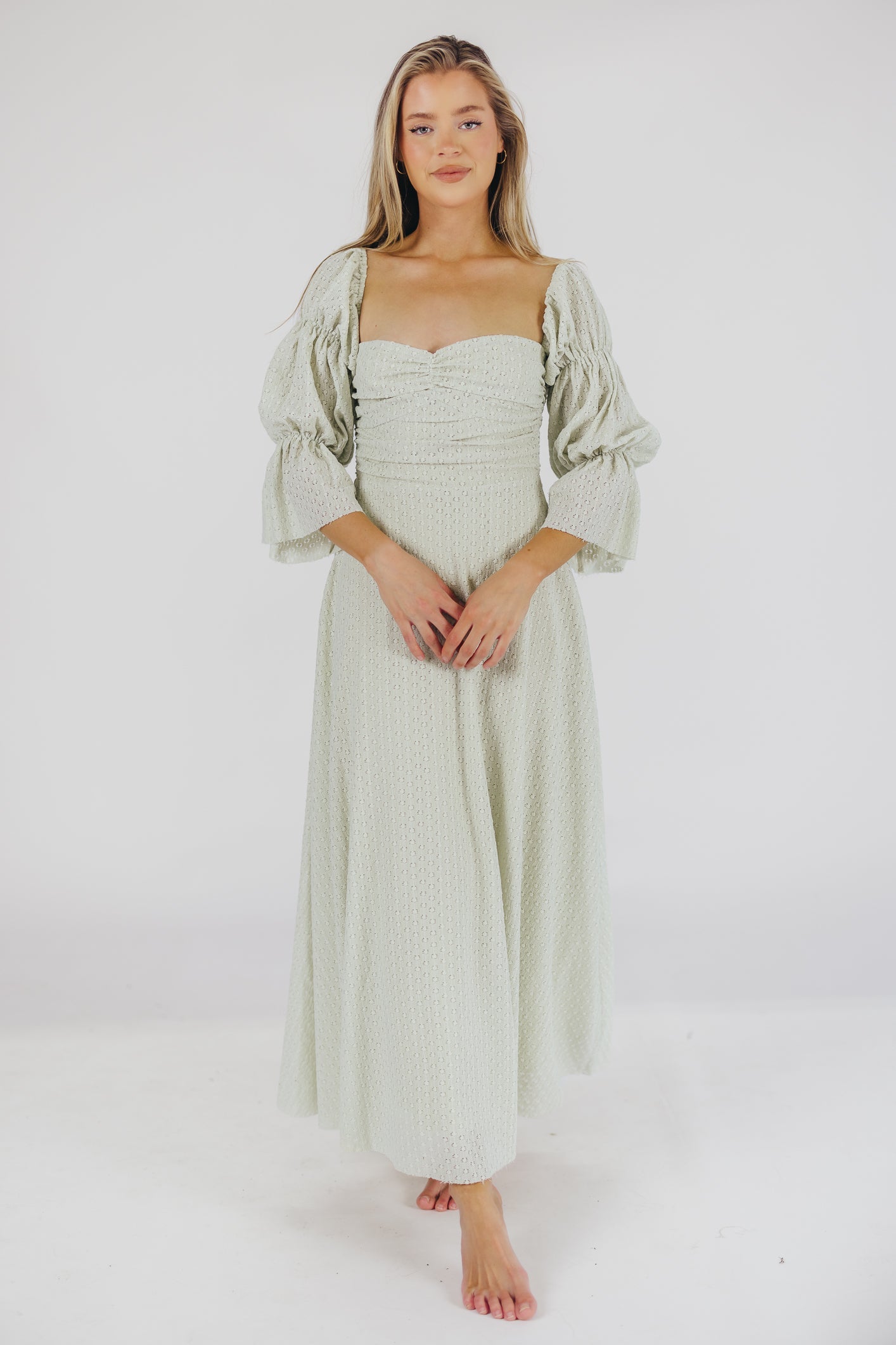 Corrine Tiered Sleeve Maxi Dress with Pockets in Mint - Bump Friendly & Inclusive Sizing (S-3XL)