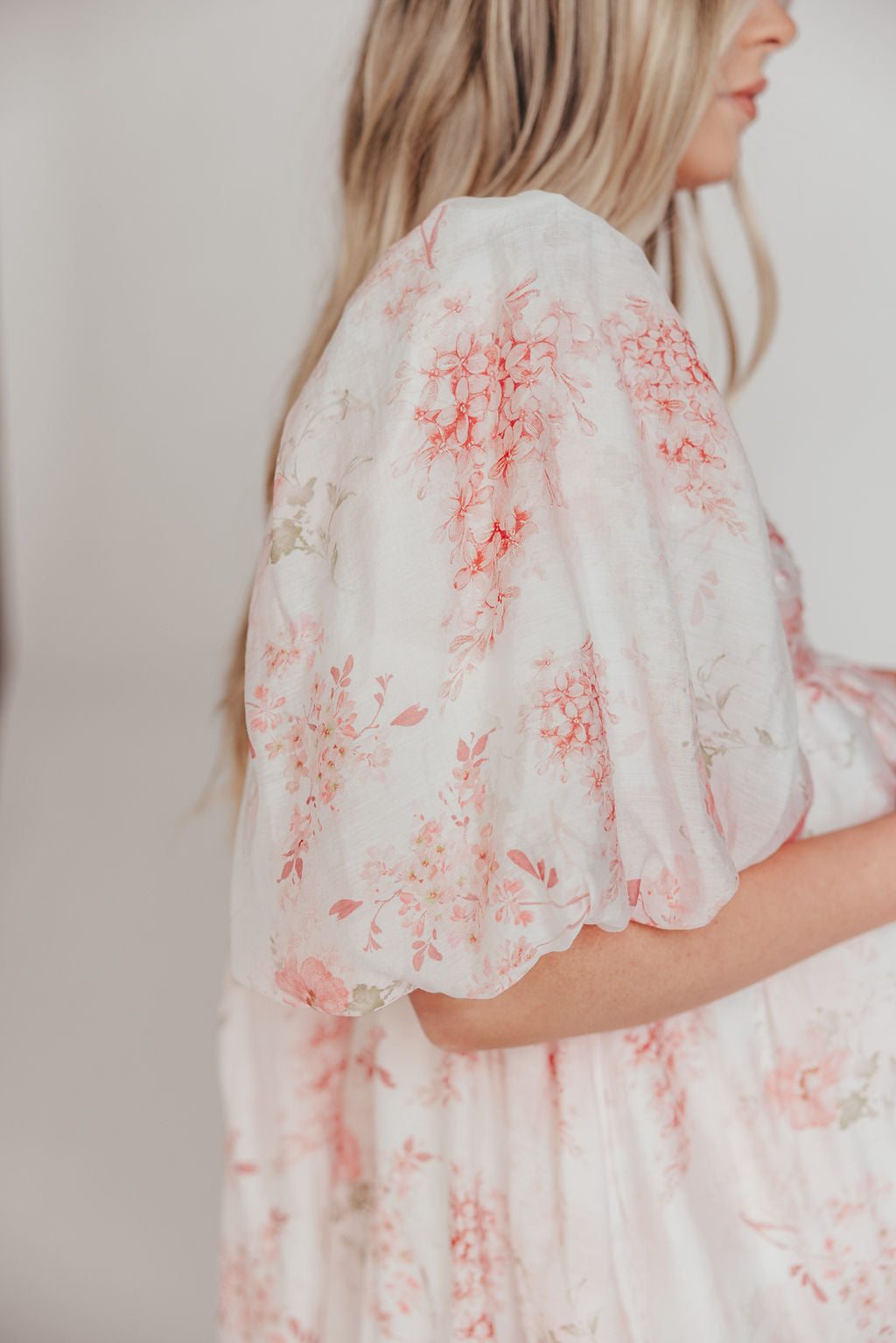 Melody Maxi Dress with Pleats and Bow Detail in Pink Floral - Bump Friendly & Inclusive Sizing (S-3XL)