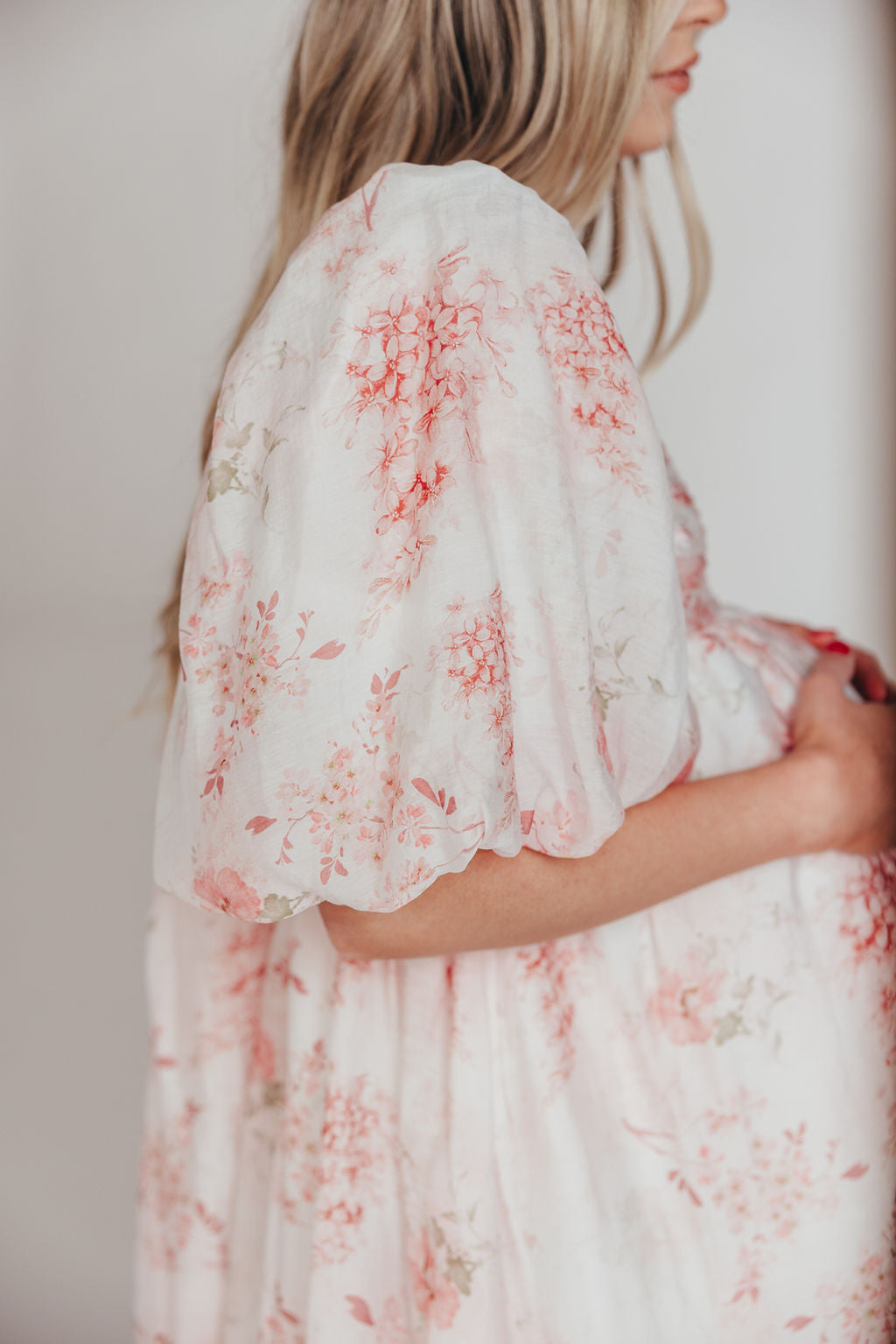 Melody Maxi Dress with Pleats and Bow Detail in Pink Floral - Bump Friendly & Inclusive Sizing (S-3XL)