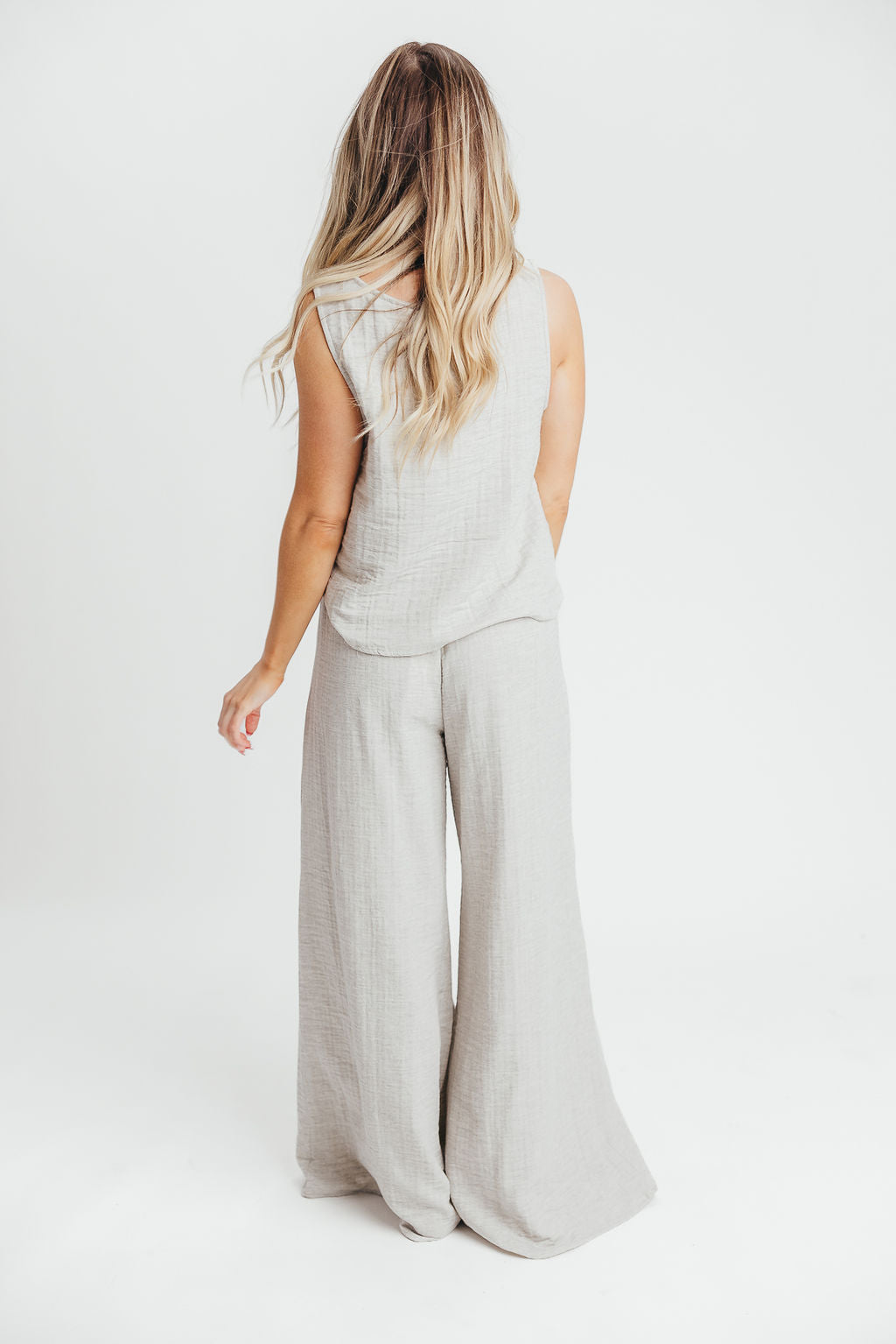 Love Lock Sleeveless Top and Pant Set in Linen Grey - 100% Cotton