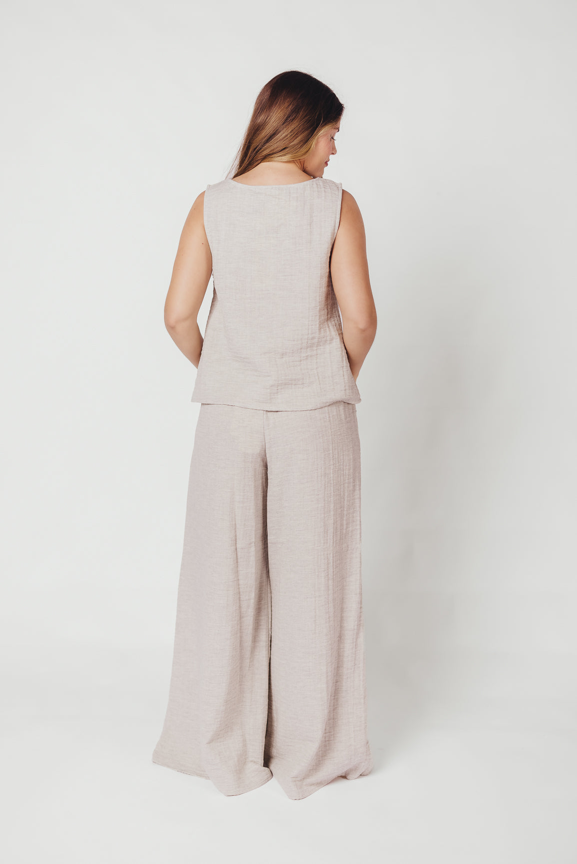 Love Lock Sleeveless Top and Pant Set in Linen Grey - 100% Cotton