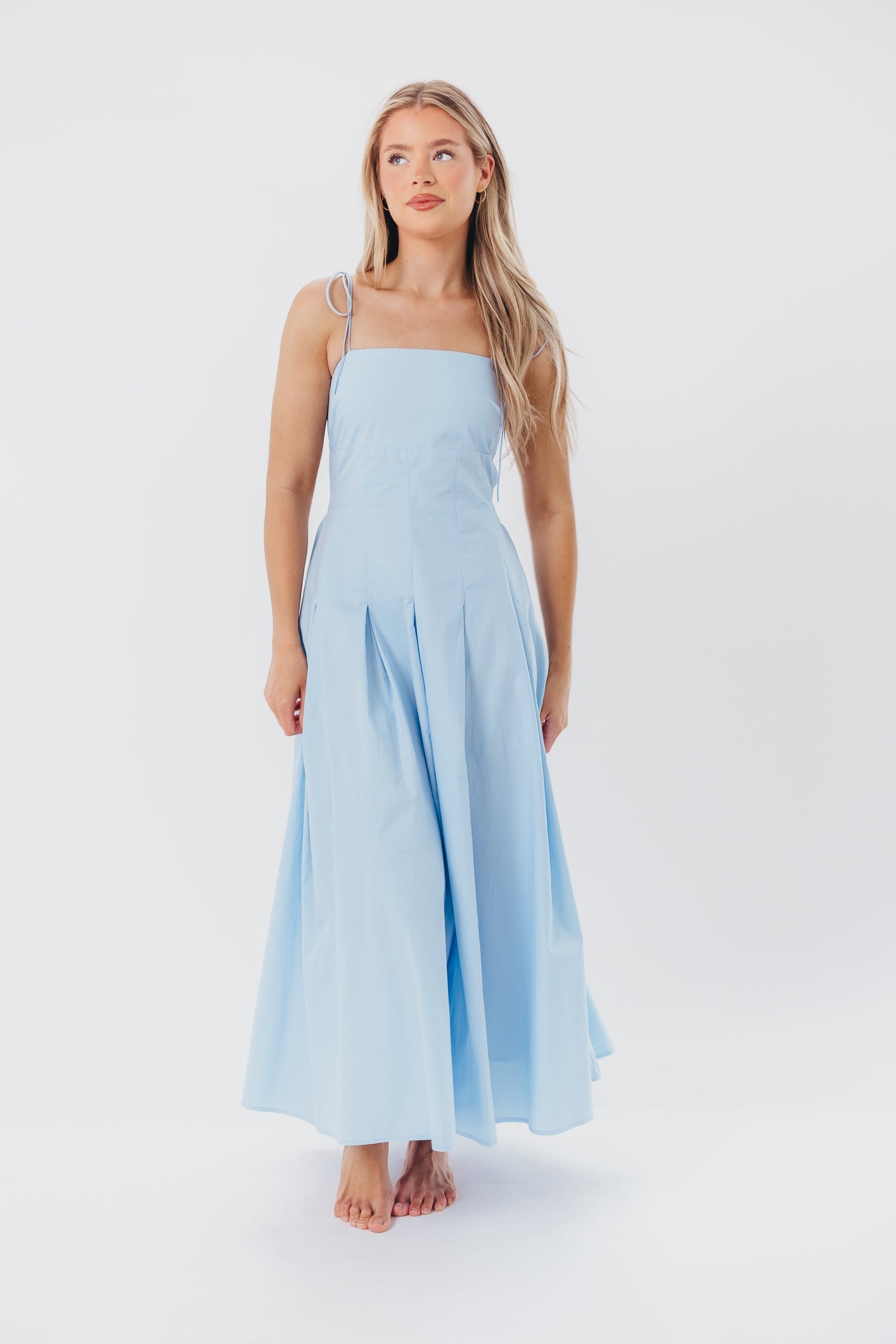 Jasmine Maxi Dress with Bandeau Neckline in Blue