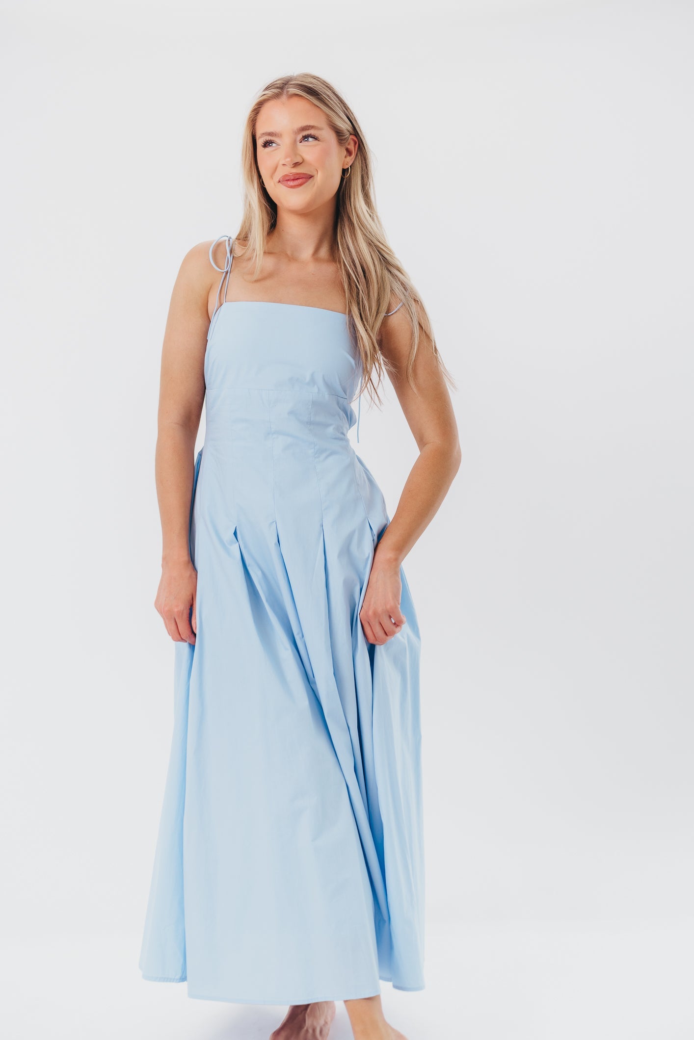Jasmine Maxi Dress with Bandeau Neckline in Blue