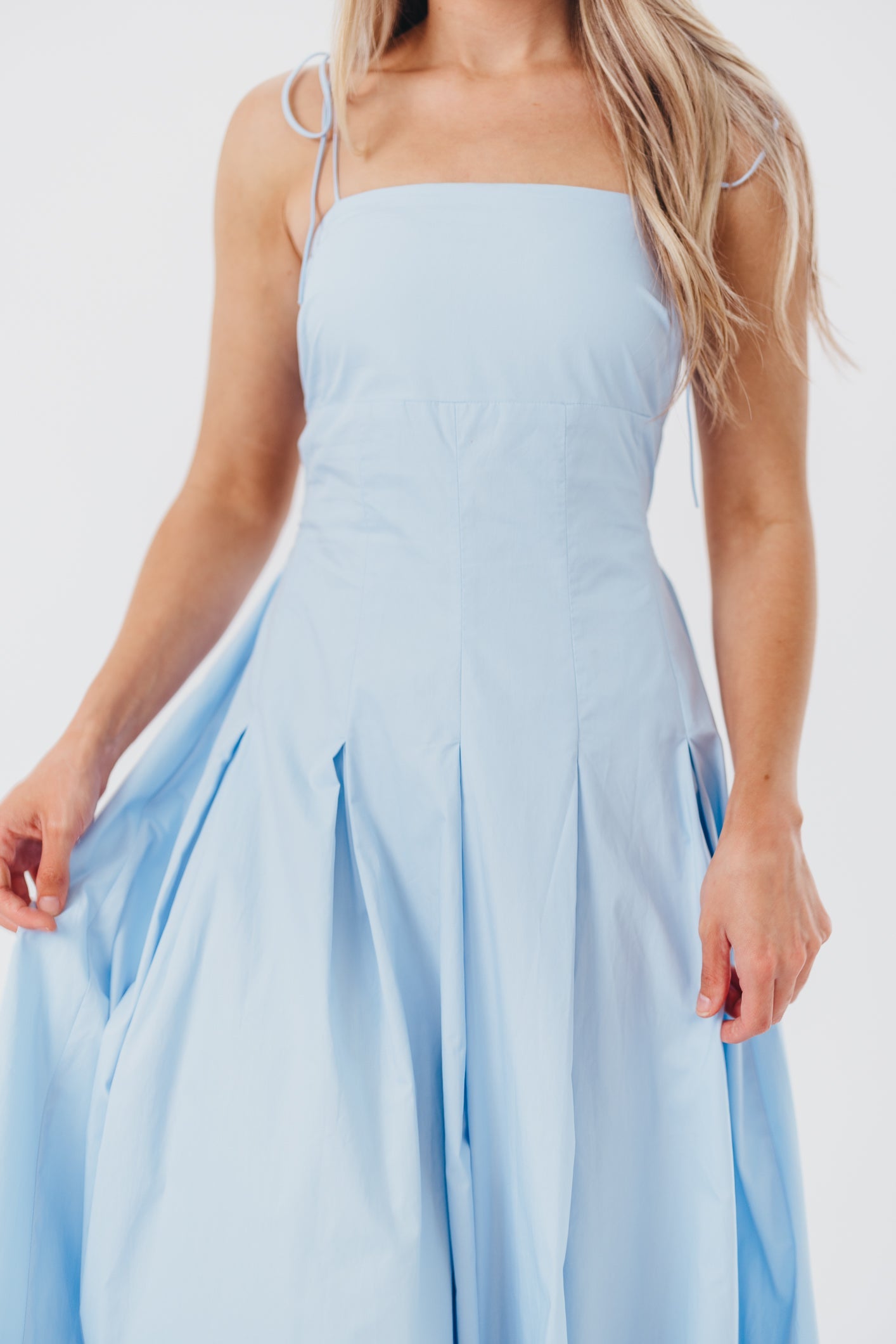 Jasmine Maxi Dress with Bandeau Neckline in Blue