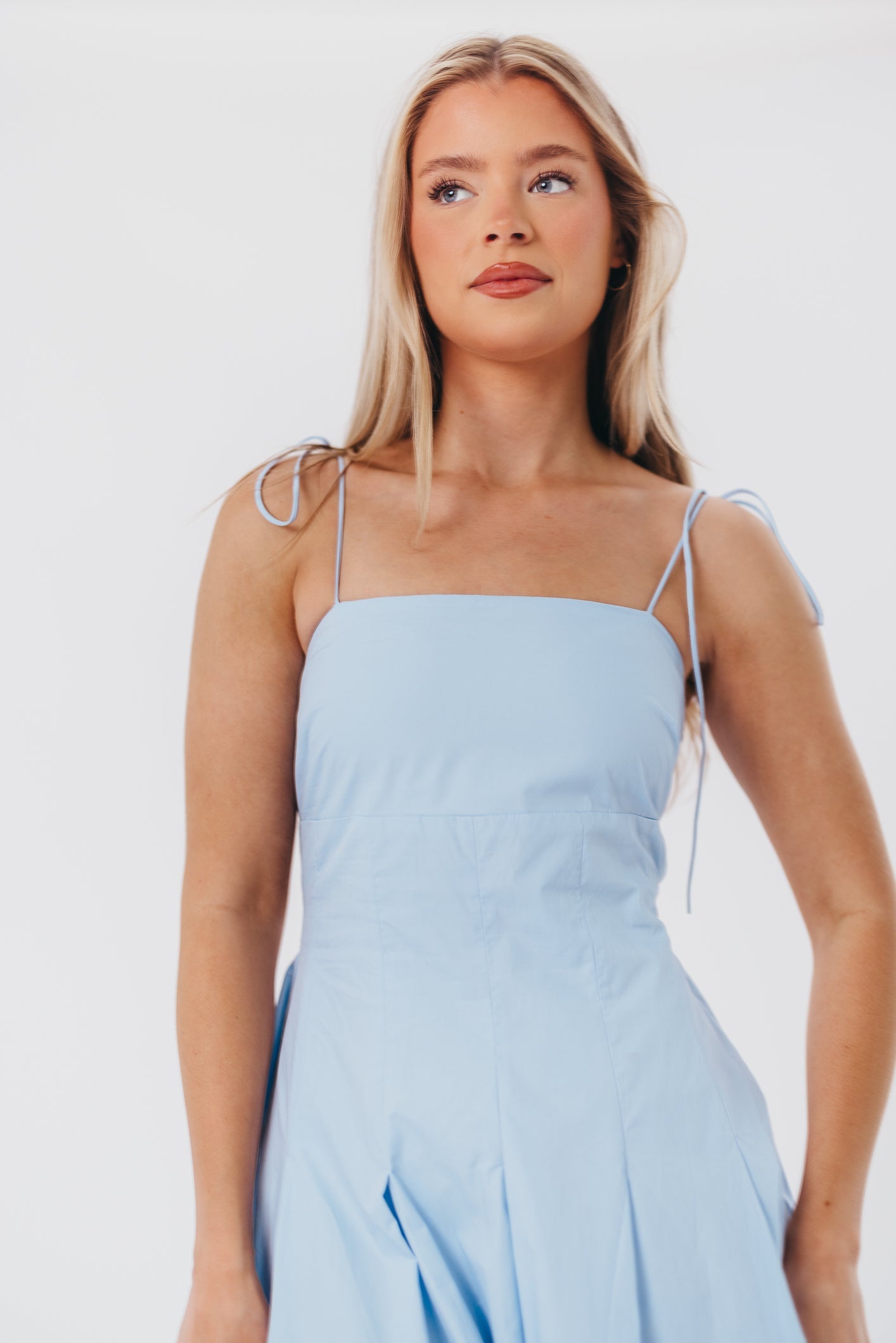 Jasmine Maxi Dress with Bandeau Neckline in Blue