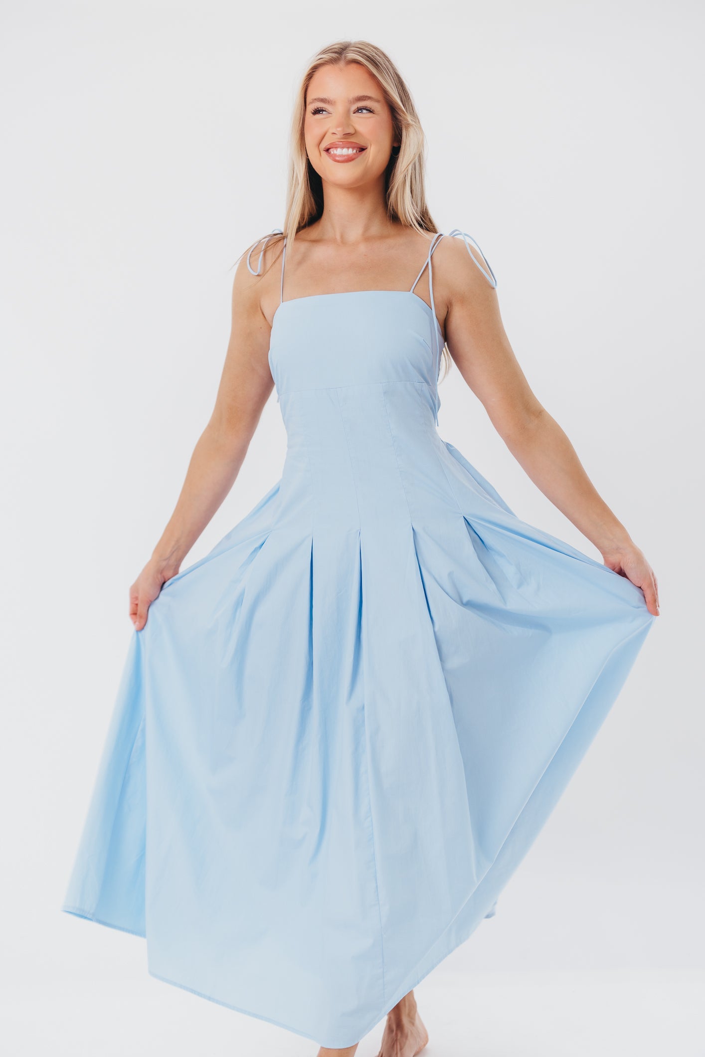 Jasmine Maxi Dress with Bandeau Neckline in Blue