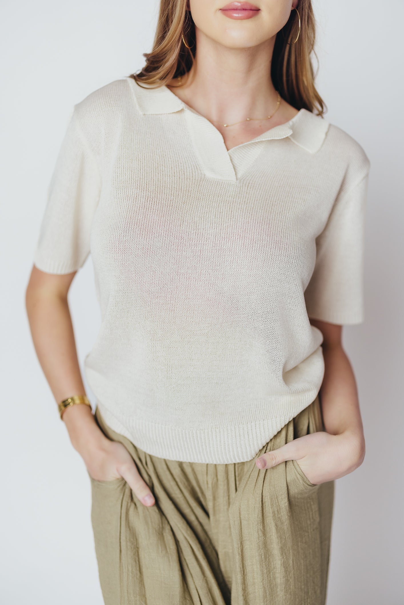 Oxford Sweater Top in Cream