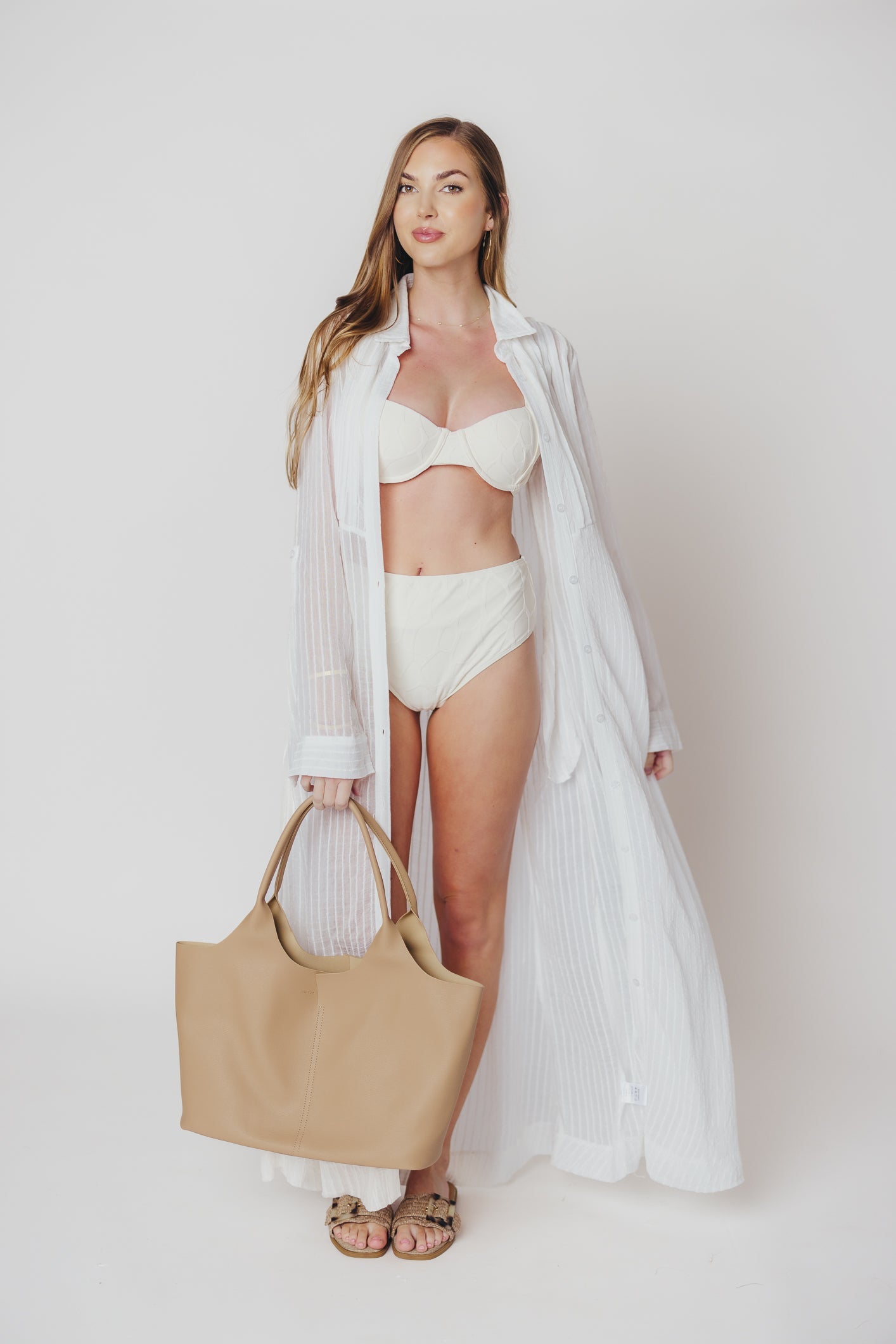 Ready to Resort Button-Down Maxi Dress in Off-White