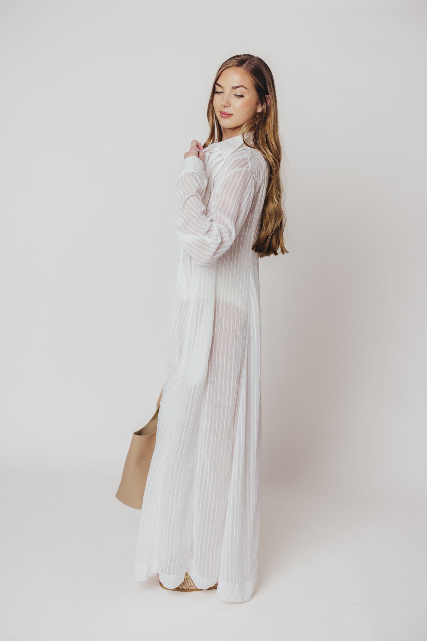 Ready to Resort Button-Down Maxi Dress in Off-White