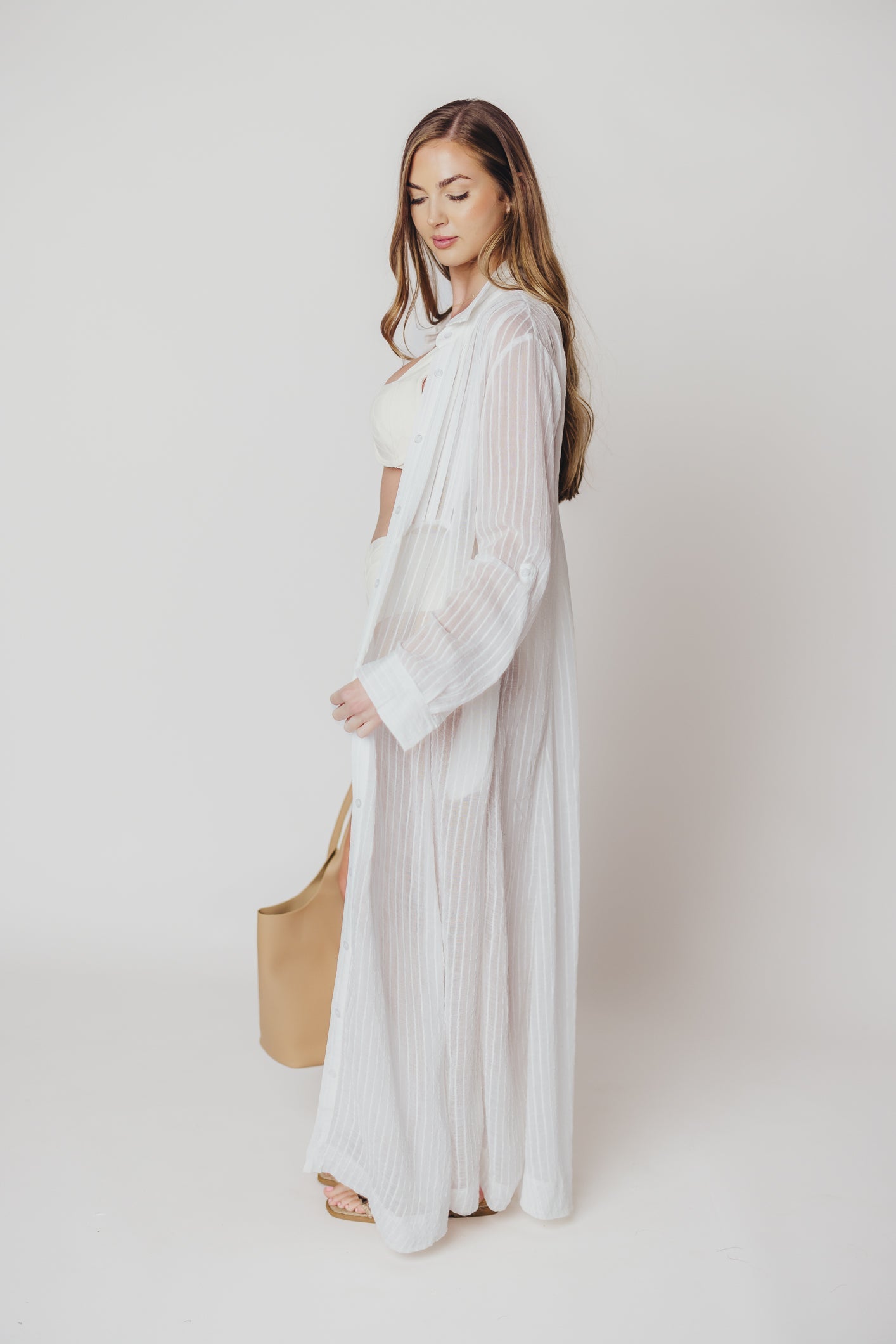 Ready to Resort Button-Down Maxi Dress in Off-White