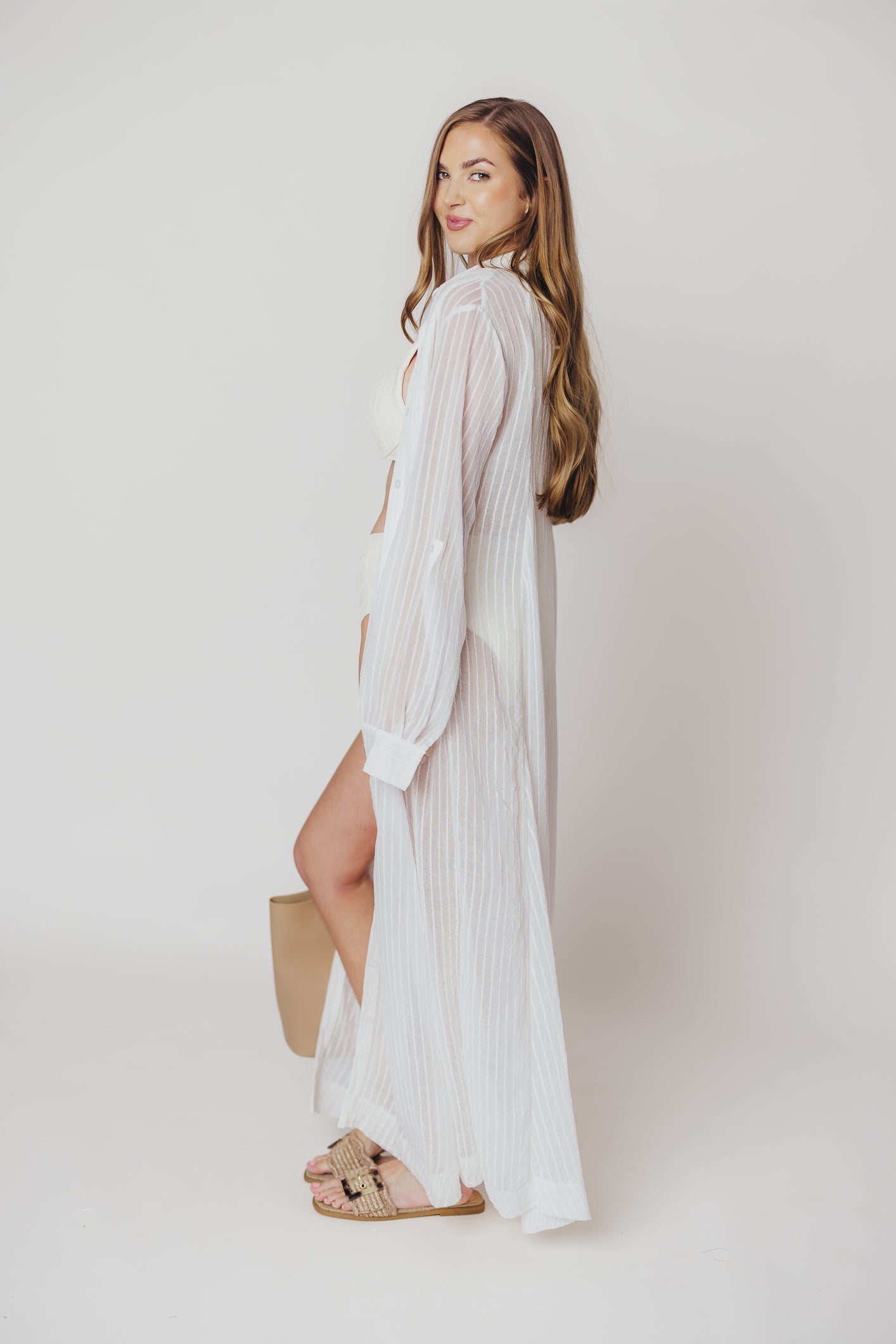 Ready to Resort Button-Down Maxi Dress in Off-White