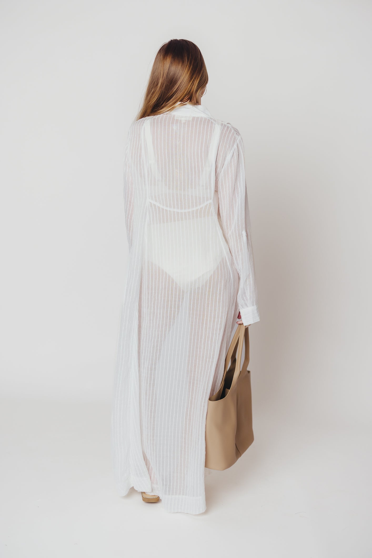 Ready to Resort Button-Down Maxi Dress in Off-White
