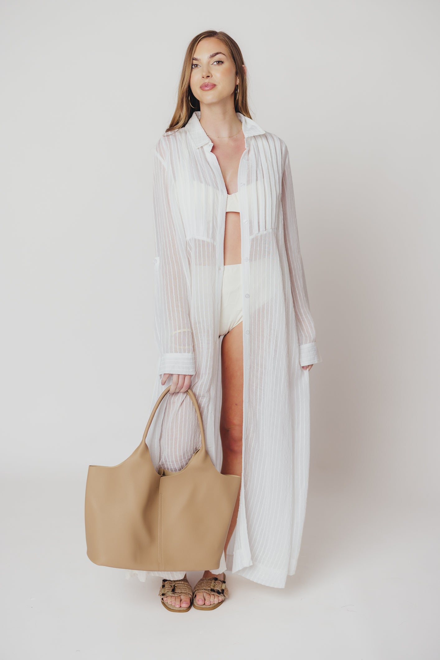 Ready to Resort Button-Down Maxi Dress in Off-White