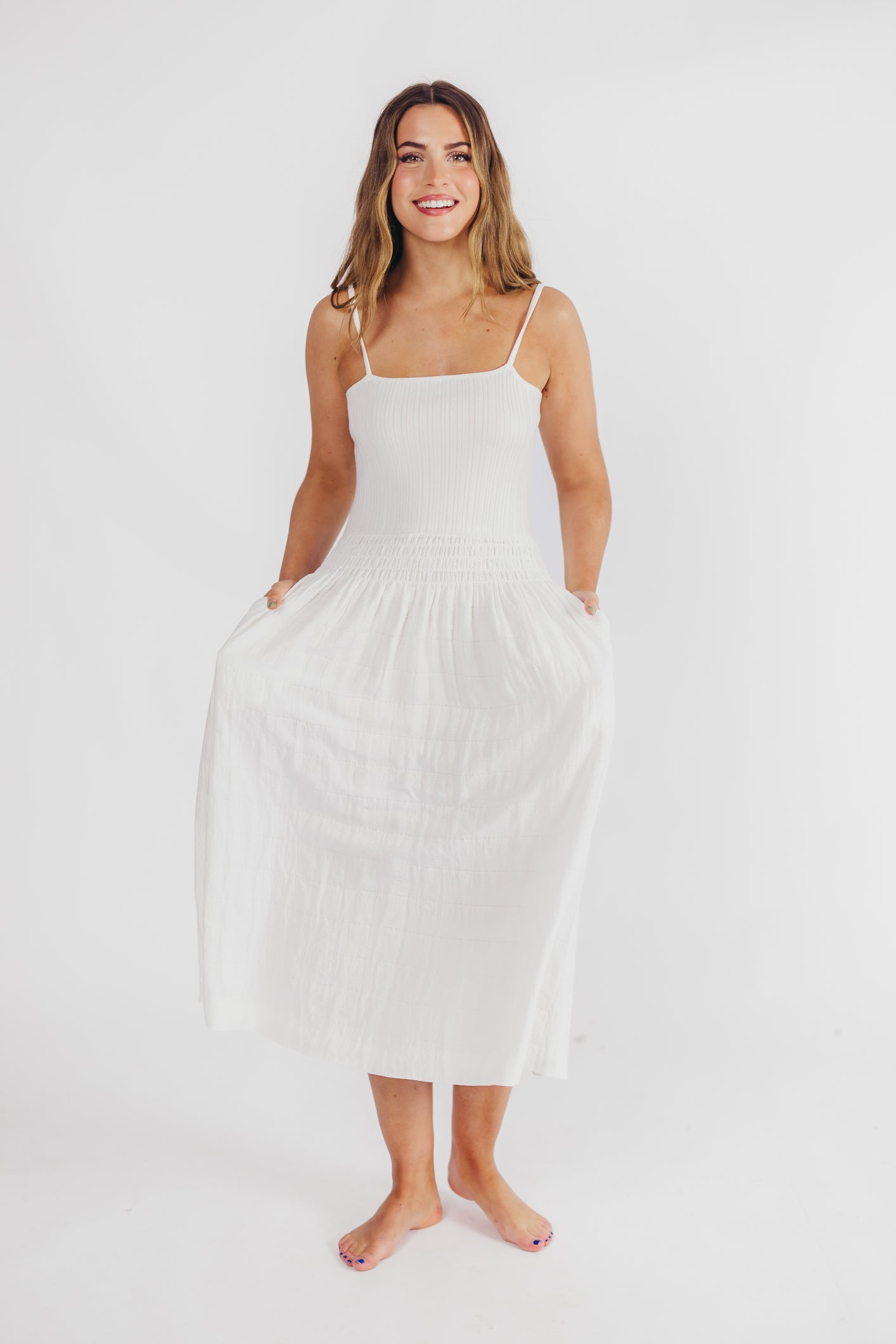 Nadia Knit Tank Maxi Dress in Off-White