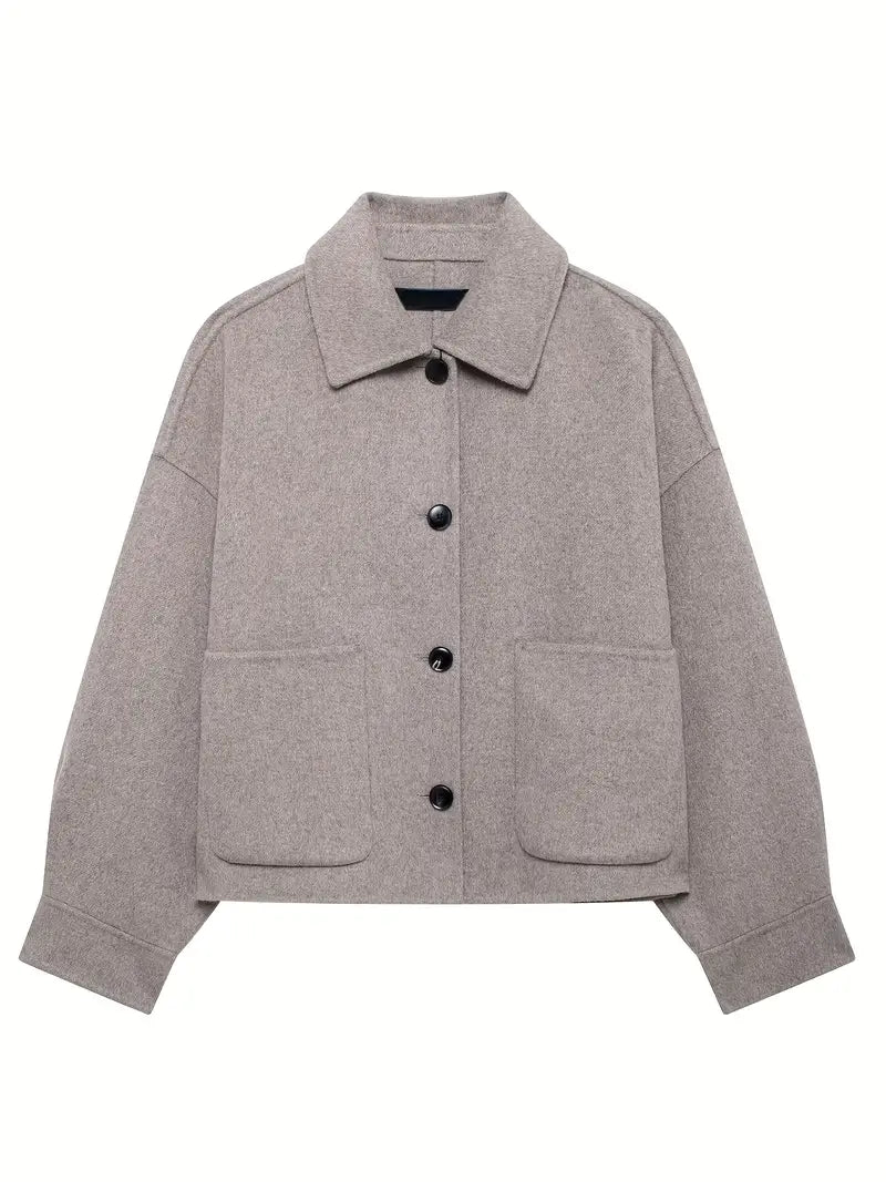 Lyvia | Solid-Colored Jacket with Long Sleeves and Pockets