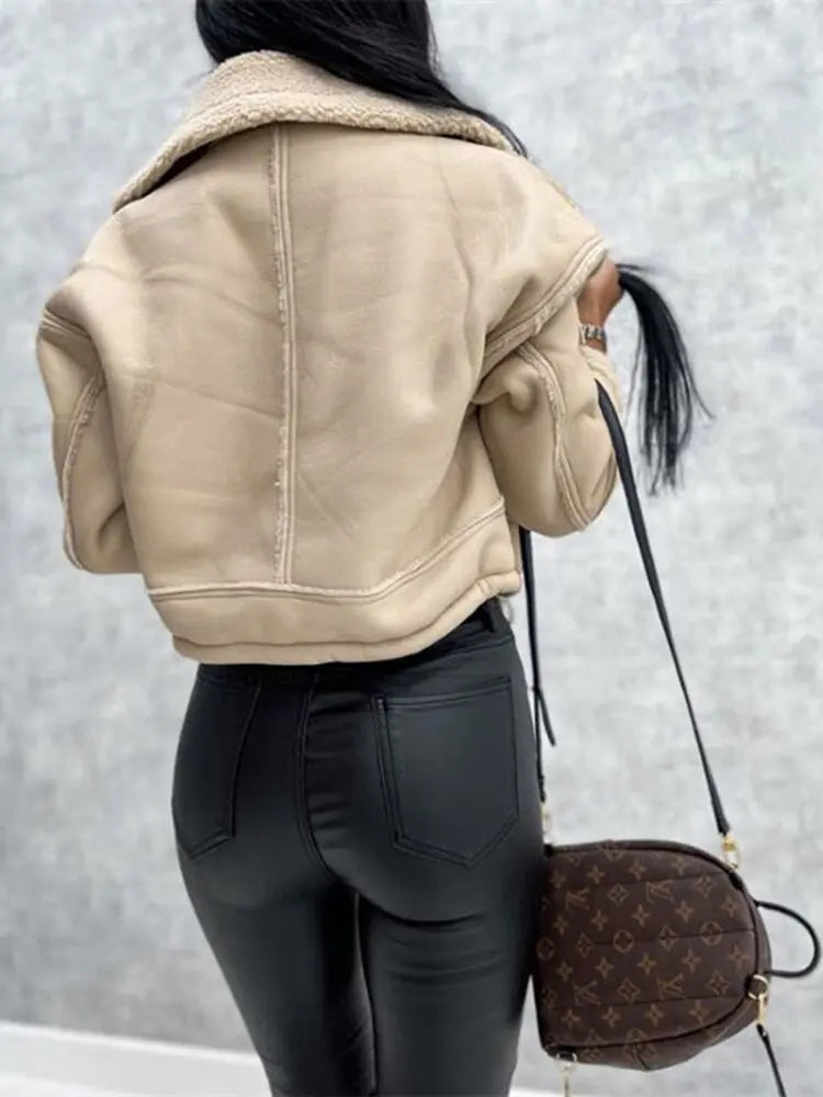 Dina leather jacket with fleece lining – warm winter leather look