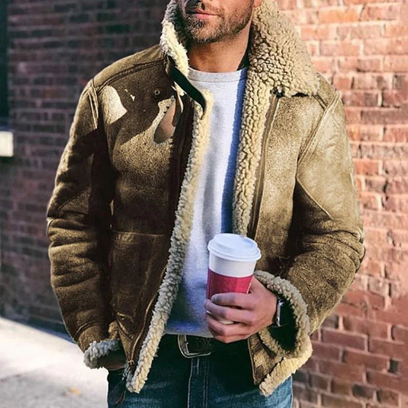 Arvid – aviator jacket with shearling collar and reinforced elbows