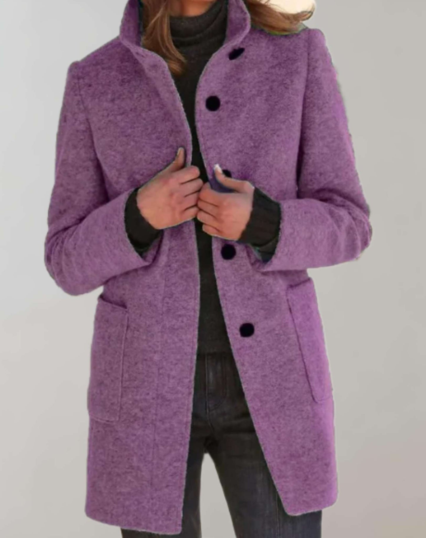 Amy | Elegant Wool Coat with High Collar for Women