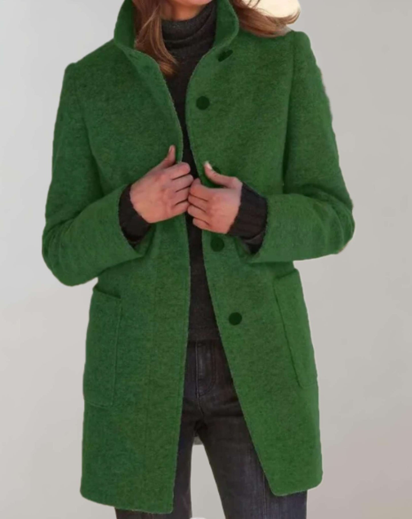 Amy | Elegant Wool Coat with High Collar for Women