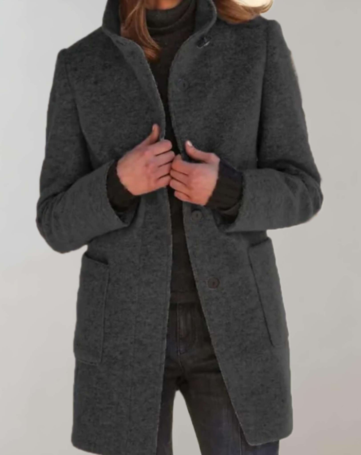 Amy | Elegant Wool Coat with High Collar for Women