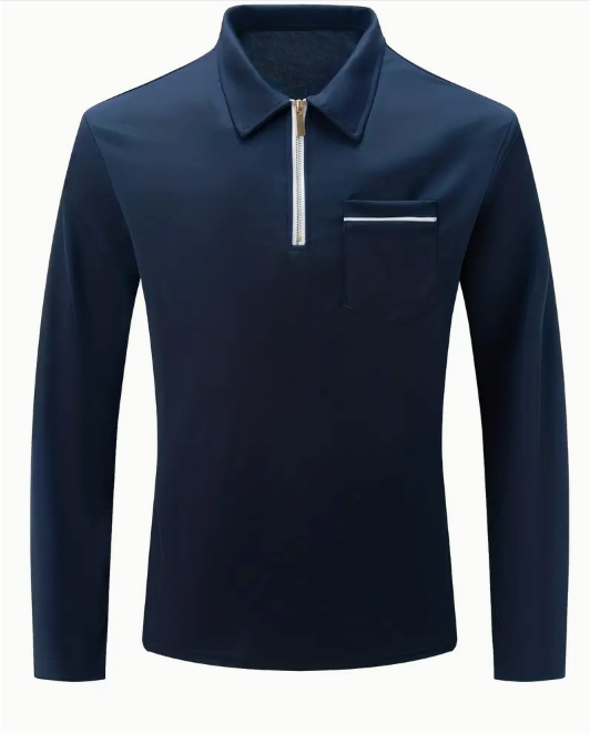 Tom Polo - Stylish Long Sleeve Zipper with Pocket men (Italian design)