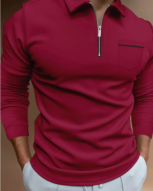 Tom Polo - Stylish Long Sleeve Zipper with Pocket men (Italian design)